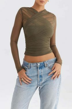 Coquette Aesthetic Mesh Tee: Y2K Fashion with a Touch of Grunge and Pastel Goth Vibes