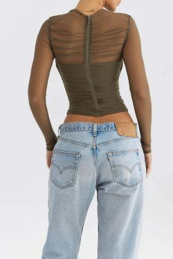 Coquette Aesthetic Mesh Tee: Y2K Fashion with a Touch of Grunge and Pastel Goth Vibes