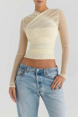 Coquette Aesthetic Mesh Tee: Y2K Fashion with a Touch of Grunge and Pastel Goth Vibes