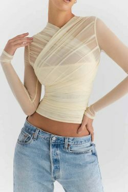 Coquette Aesthetic Mesh Tee: Y2K Fashion with a Touch of Grunge and Pastel Goth Vibes