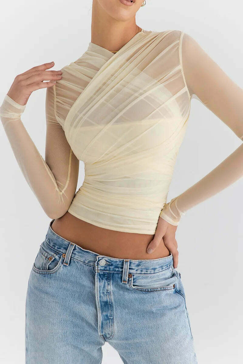 Coquette Aesthetic Mesh Tee: Y2K Fashion with a Touch of Grunge and Pastel Goth Vibes Coquette Aesthetic Mesh Tee: Y2K Fashion with a Touch of Grunge and Pastel Goth Vibes