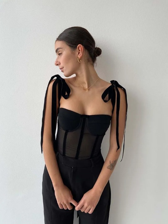 Coquette Aesthetic Meshed Beauty Lace-Up Top - Y2K Fashion with a Tempting Twist Coquette Aesthetic Meshed Beauty Lace-Up Top - Y2K Fashion with a Tempting Twist