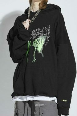 Coquette Aesthetic Metal Print Hoodie - Y2K Fashion Grunge Style Cute Tops Pastel Goth