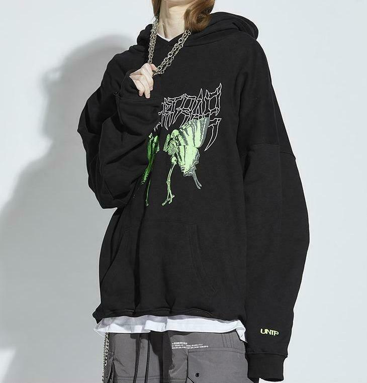 Coquette Aesthetic Metal Print Hoodie - Y2K Fashion Grunge Style Cute Tops Pastel Goth