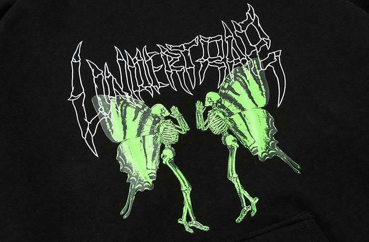 Coquette Aesthetic Metal Print Hoodie - Y2K Fashion Grunge Style Cute Tops Pastel Goth