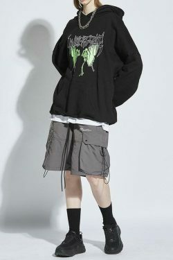 Coquette Aesthetic Metal Print Hoodie - Y2K Fashion Grunge Style Cute Tops Pastel Goth