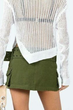 Coquette Aesthetic Mini Skirt with Pocket Belt