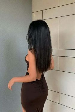 Coquette Aesthetic Mocha Backless Midi Dress - Y2K Fashion Women's Clothing