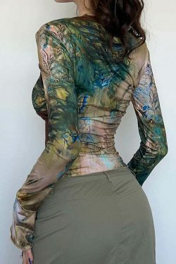 Coquette Aesthetic Mocha Mesh Top: Y2K Fashion, Grunge Style, Cute Tops & Aesthetic Pictures