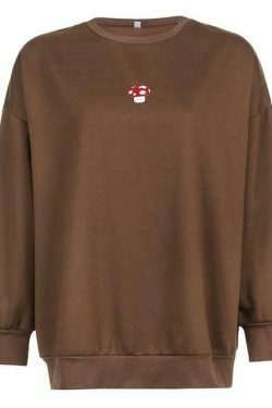 Coquette Aesthetic Mushroom Embroidered Sweater - Y2K Fashion Women's Clothing