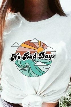 Coquette Aesthetic No Bad Days T-Shirt - Y2K Fashion Women's Cute Tops Grunge Style