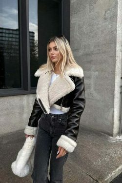 Coquette Aesthetic Nordic Nest Fleece Jacket - Y2K Fashion Grunge Style Cute Tops & Cargo Skirt