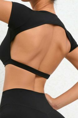 Coquette Aesthetic Nude Yoga Top - Y2K Fashion Grunge Style - Padded Bra - Cute Workout Wear