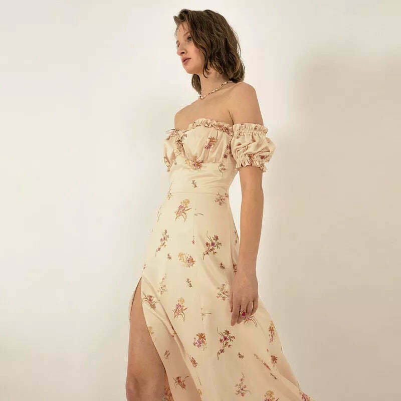 Coquette Aesthetic Off-Shoulder Dress: Y2K Fashion with Rural Radiance Charm Coquette Aesthetic Off-Shoulder Dress: Y2K Fashion with Rural Radiance Charm