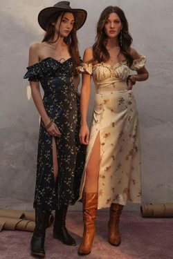 Coquette Aesthetic Off-Shoulder Dress: Y2K Fashion with Rural Radiance Charm