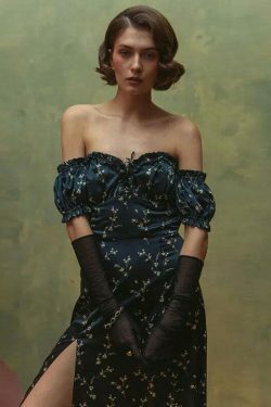 Coquette Aesthetic Off-Shoulder Dress: Y2K Fashion with Rural Radiance Charm