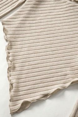 Coquette Aesthetic Off-Shoulder Knit with Irregular Hem - Y2K Grunge Style Tops & Cargo Skirt