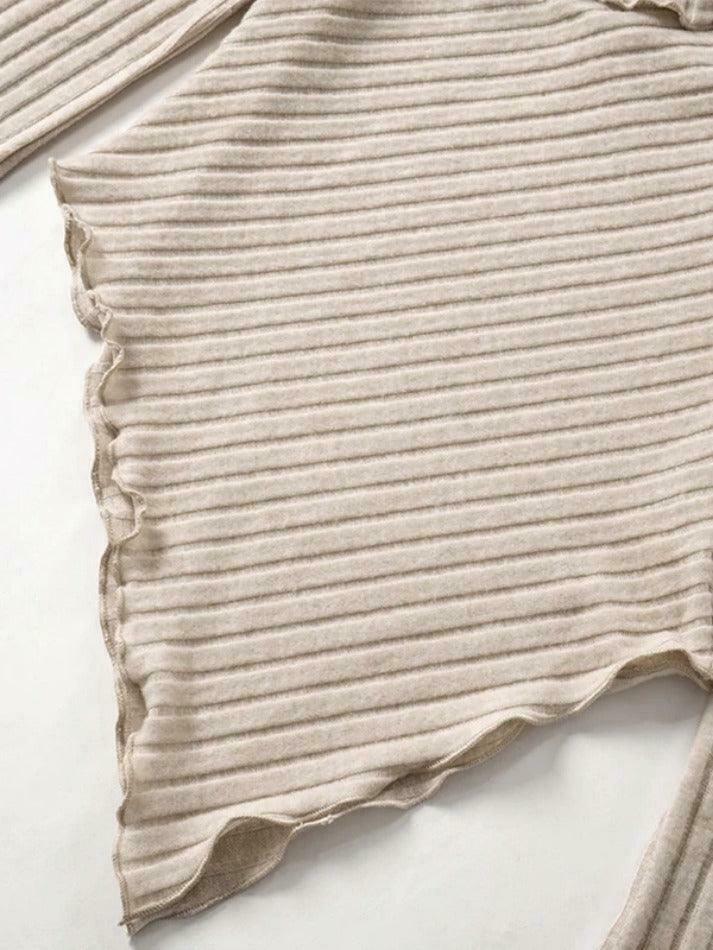 Coquette Aesthetic Off-Shoulder Knit with Irregular Hem - Y2K Grunge Style Tops & Cargo Skirt