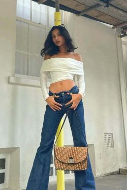 Coquette Aesthetic Off-Shoulder Tee: Y2K Fashion with a Touch of Grunge and Pastel Goth Vibes