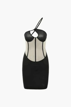Coquette Aesthetic One Shoulder Cut Out Corset Mini Dress
