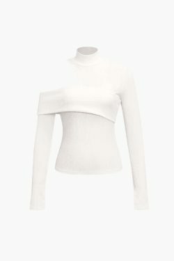 Coquette Aesthetic One Shoulder Top with Mock Neck - Y2K Fashion Statement