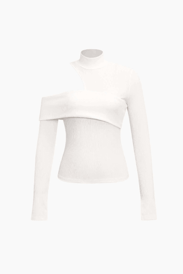 Coquette Aesthetic One Shoulder Top with Mock Neck - Y2K Fashion Statement