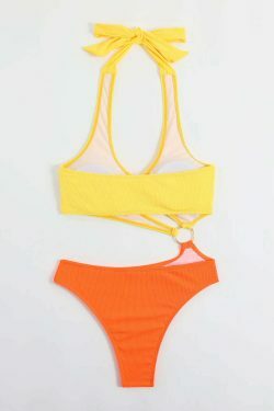 Coquette Aesthetic Orange One-Piece Swimsuit - Y2K Fashion Statement