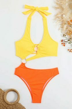 Coquette Aesthetic Orange One-Piece Swimsuit - Y2K Fashion Statement