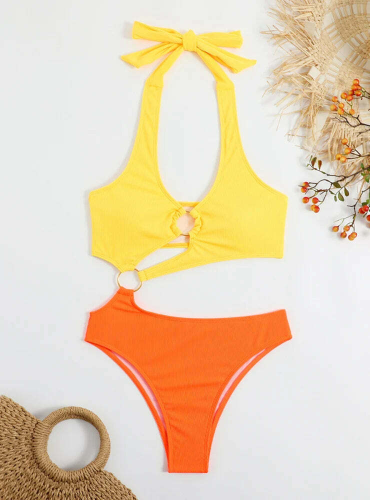 Coquette Aesthetic Orange One-Piece Swimsuit - Y2K Fashion Statement Coquette Aesthetic Orange One-Piece Swimsuit - Y2K Fashion Statement