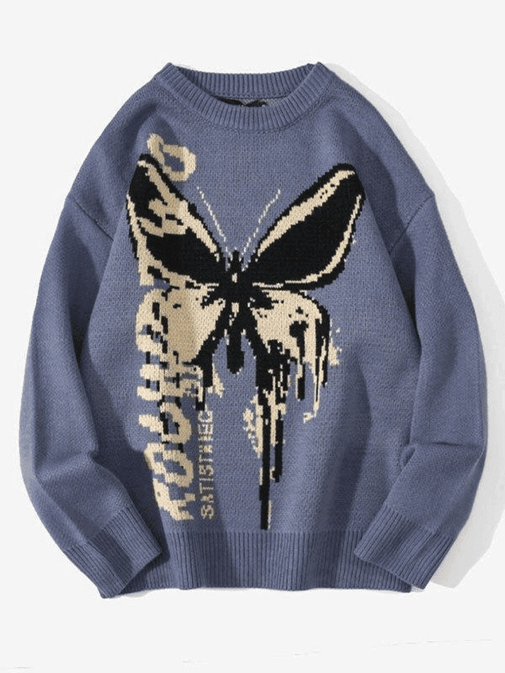 Coquette Aesthetic Oversized Butterfly Jacquard Sweater Coquette Aesthetic Oversized Butterfly Jacquard Sweater