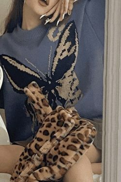 Coquette Aesthetic Oversized Butterfly Jacquard Sweater
