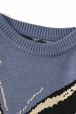 Coquette Aesthetic Oversized Butterfly Jacquard Sweater