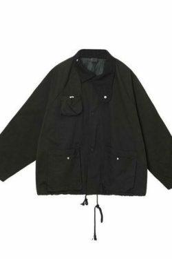 Coquette Aesthetic Oversized Cargo Jacket for Women - Y2K Fashion Statement Piece with Grunge Vibes