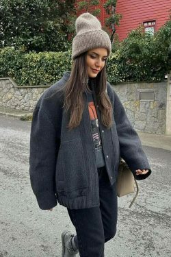 Coquette Aesthetic Oversized Coat for Women - Y2K Fashion Statement Piece with Sleek Design