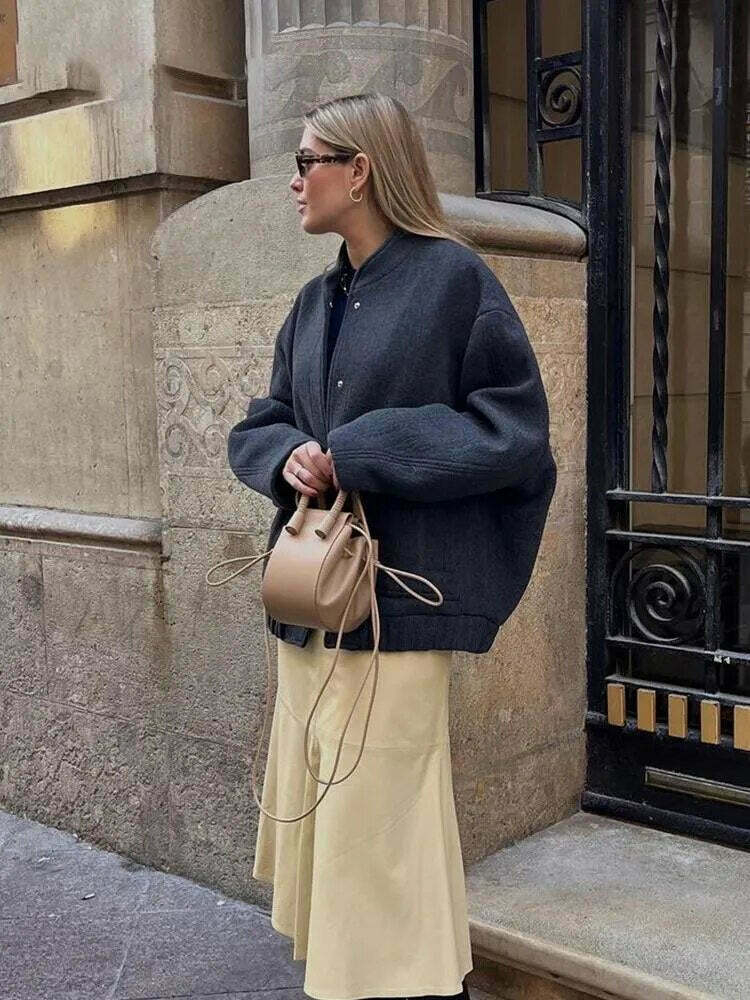 Coquette Aesthetic Oversized Coat for Women - Y2K Fashion Statement Piece with Sleek Design Coquette Aesthetic Oversized Coat for Women - Y2K Fashion Statement Piece with Sleek Design