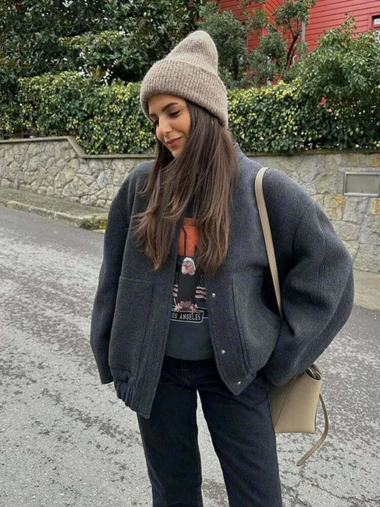 Coquette Aesthetic Oversized Coat for Women - Y2K Fashion Statement Piece with Sleek Design Coquette Aesthetic Oversized Coat for Women - Y2K Fashion Statement Piece with Sleek Design