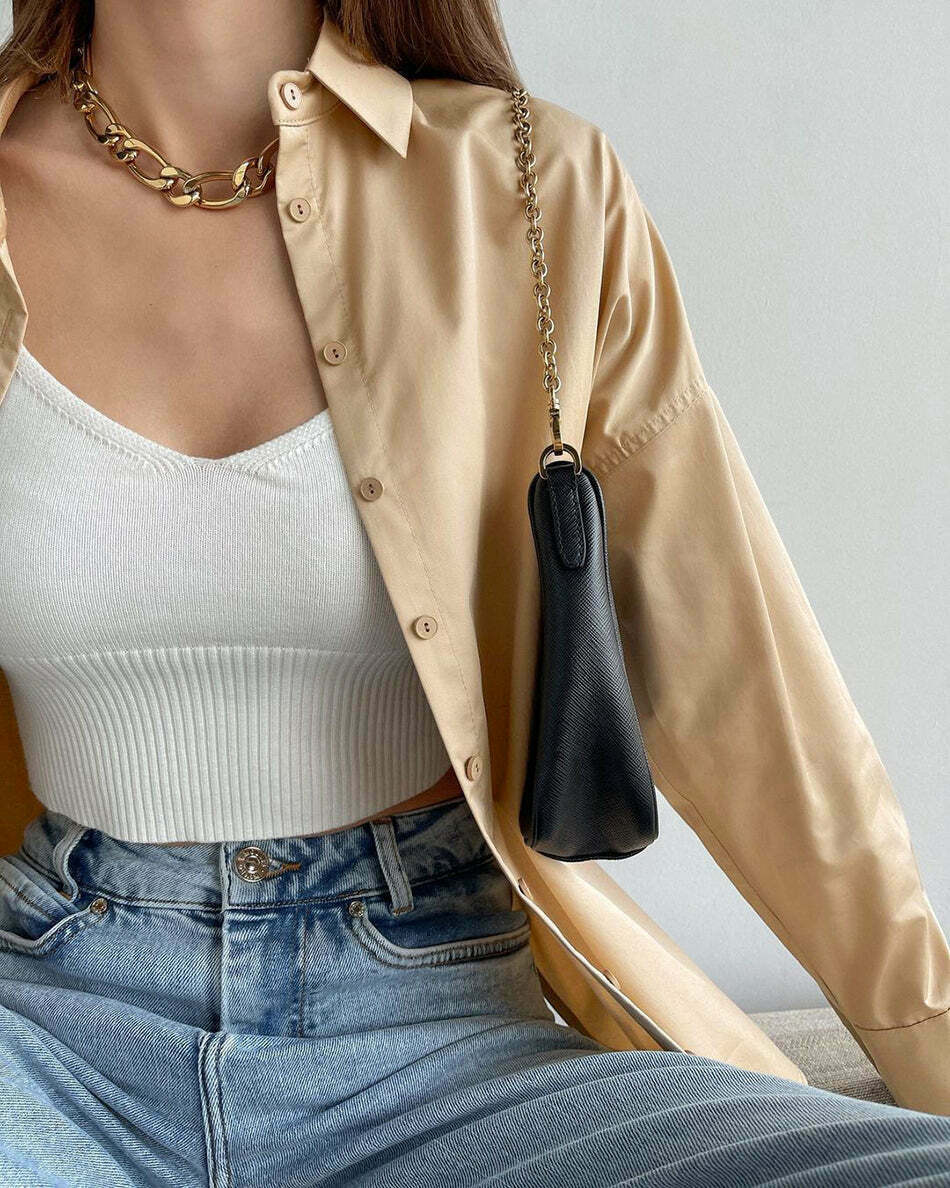 Coquette Aesthetic Oversized Cotton Blouse - Y2K Fashion Women's Clothing