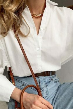 Coquette Aesthetic Oversized Cotton Blouse - Y2K Fashion Women's Clothing