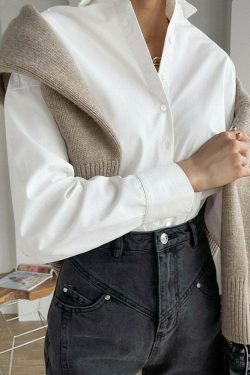 Coquette Aesthetic Oversized Cotton Blouse - Y2K Fashion Women's Clothing