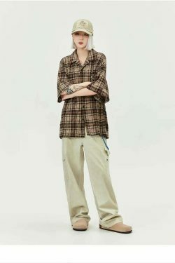 Coquette Aesthetic Oversized Plaid Shirt for Women - Y2K Fashion Statement Piece