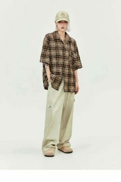 Coquette Aesthetic Oversized Plaid Shirt for Women - Y2K Fashion Statement Piece