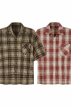 Coquette Aesthetic Oversized Plaid Shirt for Women - Y2K Fashion Statement Piece