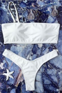 Coquette Aesthetic Padded Bandeau Thong Bikini - Y2K Fashion Swimwear