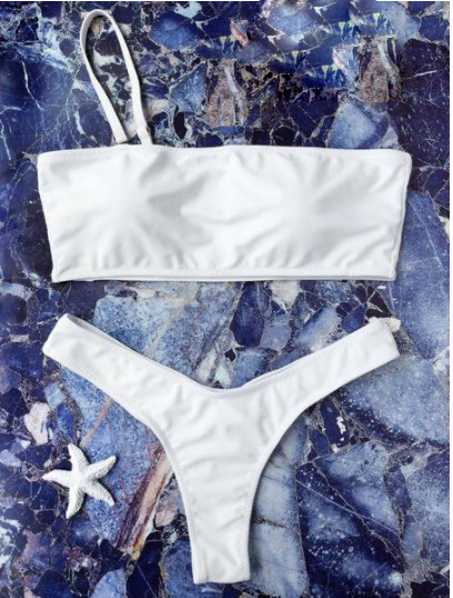 Coquette Aesthetic Padded Bandeau Thong Bikini - Y2K Fashion Swimwear Coquette Aesthetic Padded Bandeau Thong Bikini - Y2K Fashion Swimwear