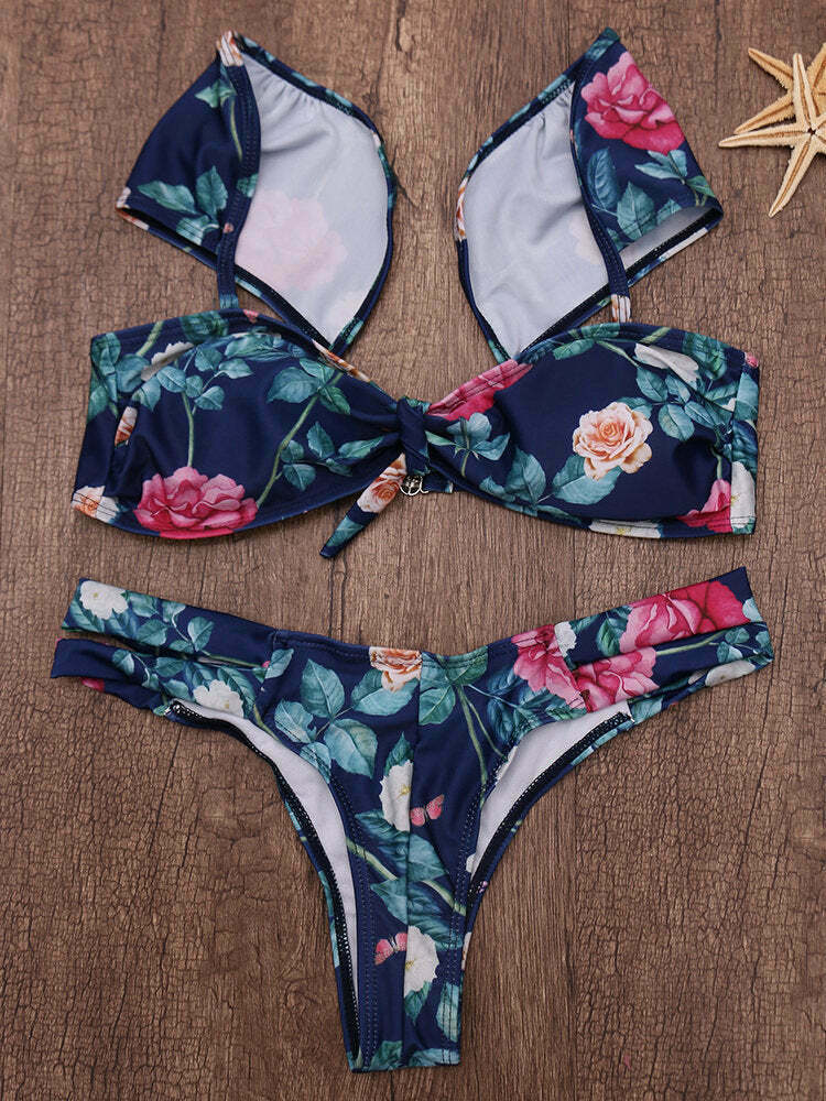 Coquette Aesthetic Padded Double-Strap Bikini Set - Y2K Fashion Swimwear Coquette Aesthetic Padded Double-Strap Bikini Set - Y2K Fashion Swimwear