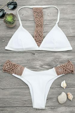 Coquette Aesthetic Padded Macrame Fishnet Bikini Set