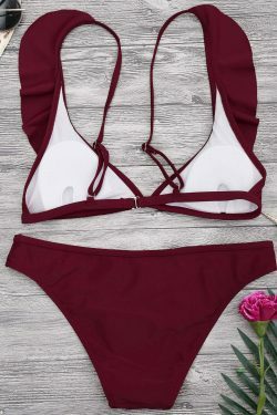 Coquette Aesthetic Padded Ruffle Strap Bikini Set - Y2K Fashion Swimwear