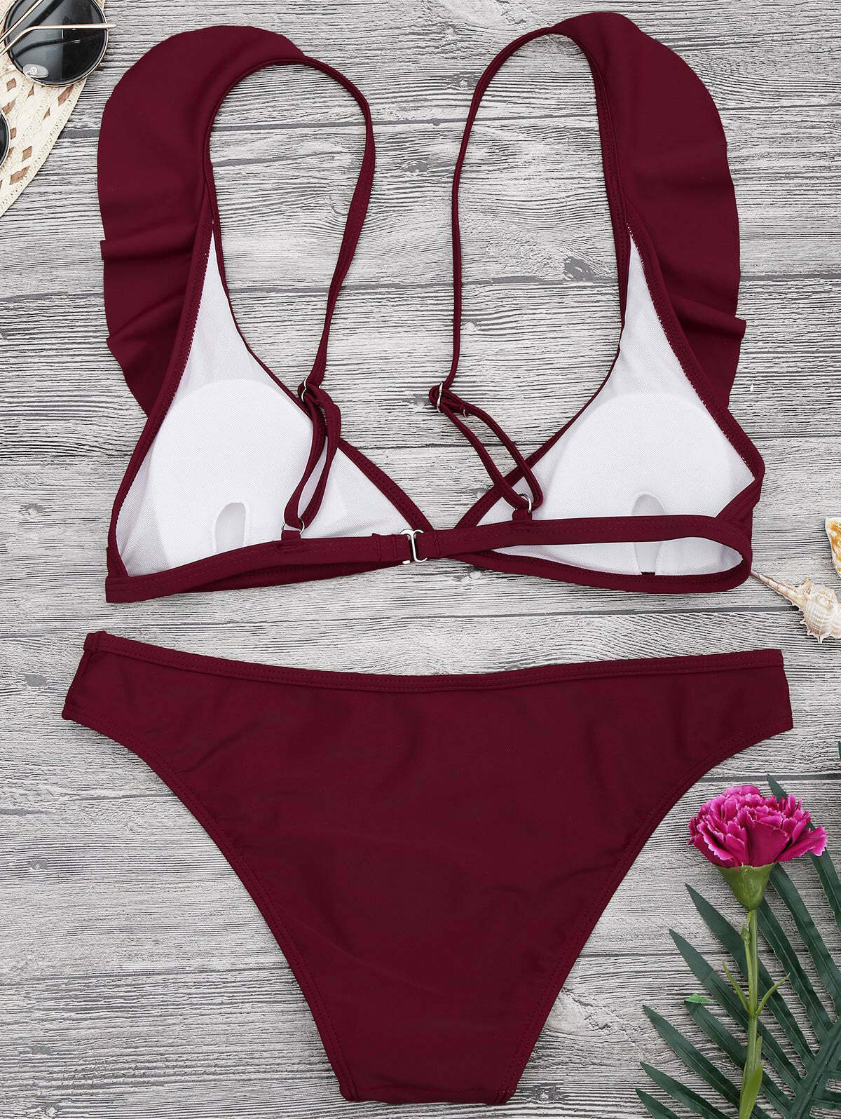 Coquette Aesthetic Padded Ruffle Strap Bikini Set - Y2K Fashion Swimwear Coquette Aesthetic Padded Ruffle Strap Bikini Set - Y2K Fashion Swimwear