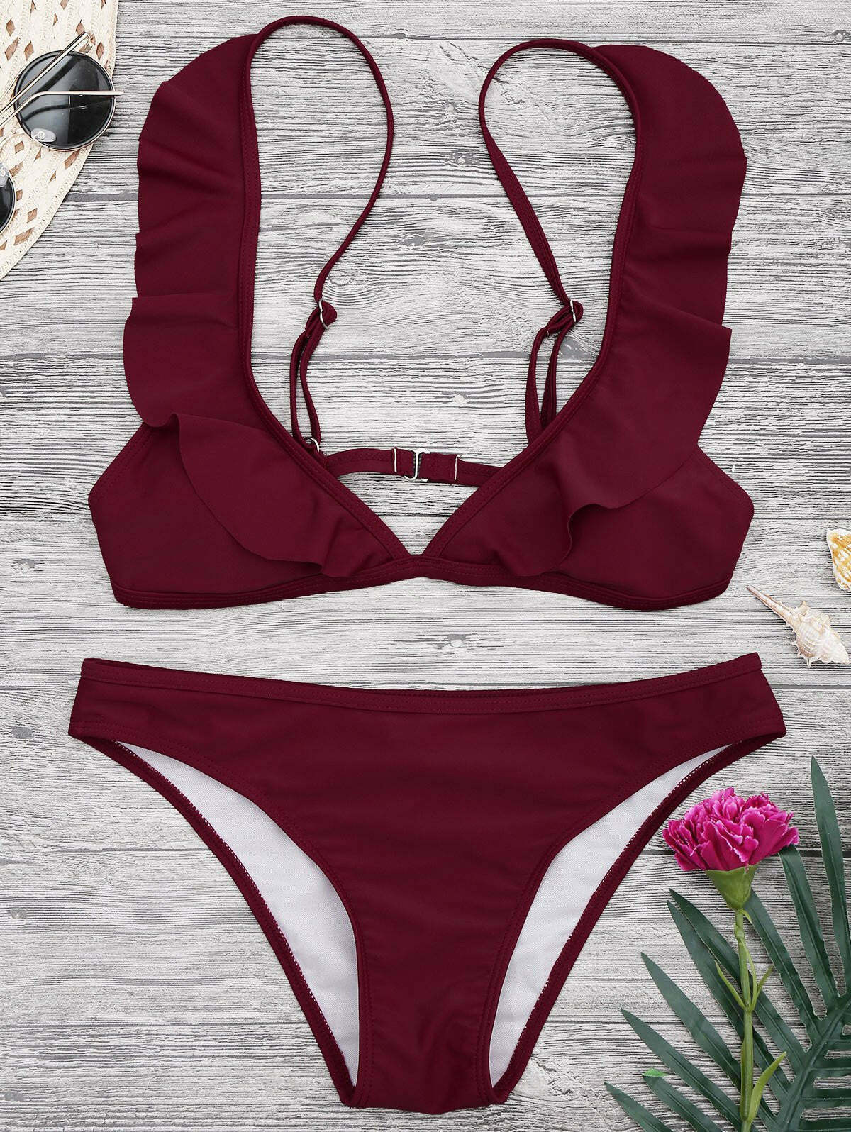 Coquette Aesthetic Padded Ruffle Strap Bikini Set - Y2K Fashion Swimwear Coquette Aesthetic Padded Ruffle Strap Bikini Set - Y2K Fashion Swimwear
