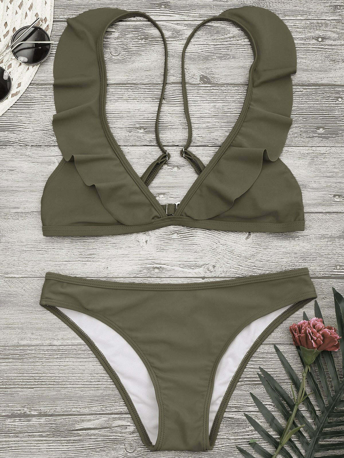 Coquette Aesthetic Padded Ruffle Strap Bikini Set - Y2K Fashion Swimwear Coquette Aesthetic Padded Ruffle Strap Bikini Set - Y2K Fashion Swimwear